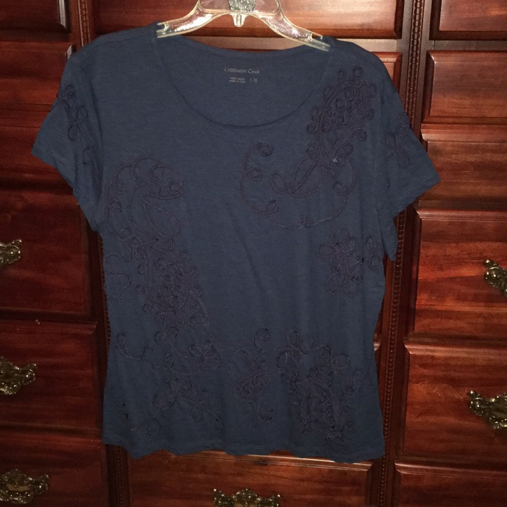 Cold water Creek XL navy blue top